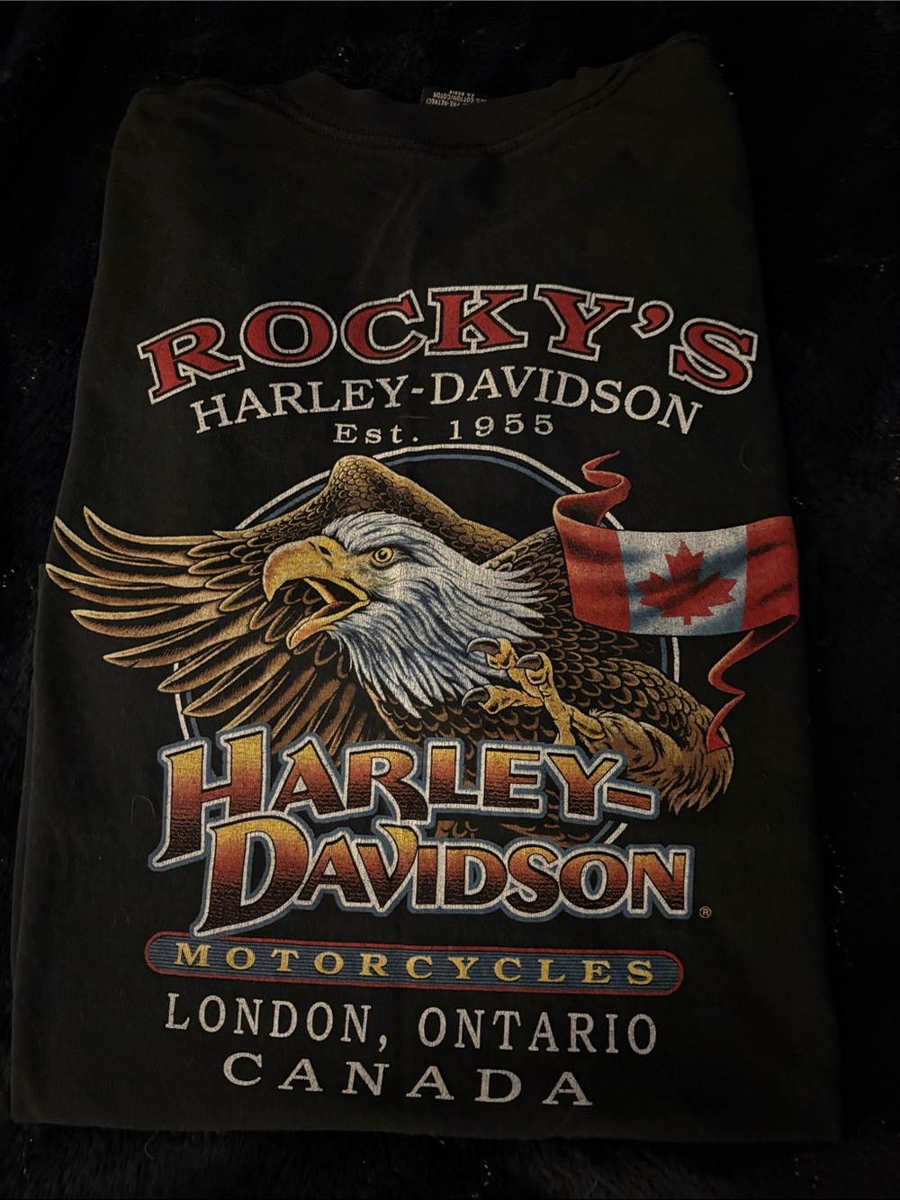 Harley-Davidson Black Tee with Red & White Canada Graphic
